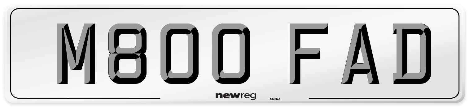 M800 FAD Number Plate from New Reg
